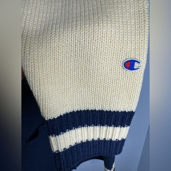 Champion Japan C8-A606 Varsity Knit Zip Jacket Navy Wool Blend Unisex Rare - Picture 8 of 10